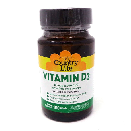 Country Life Vitamin D3 1000 IU - 100 Softgels