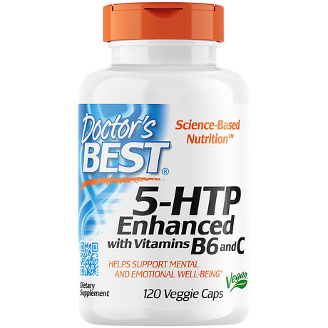 Doctor'S Best 5-HTP Enhanced with Vitamins B6 and C, Non-Gmo, Vegan, Gluten Free, Soy Free, 120 Veggie Caps