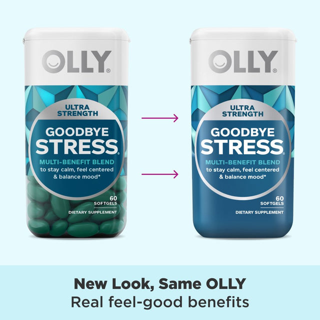 OLLY Ultra Strength Goodbye Stress Softgel, Stress Support, Ashwagandha, L-Theanine, 60 Ct