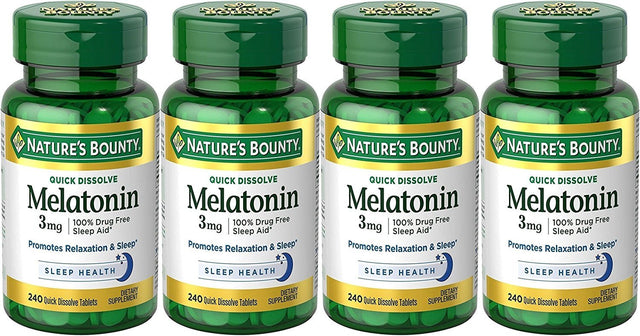 Nature'S Bounty Melatonin 3Mg, 100% Drug Free Sleep Aid, 240 Tabs, 4-Pack