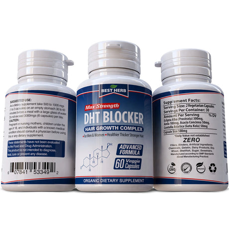 NATURAL DHT BLOCKER PREVENT HAIR LOSS HERBAL VITAMINS GROWTH 60 PILLS