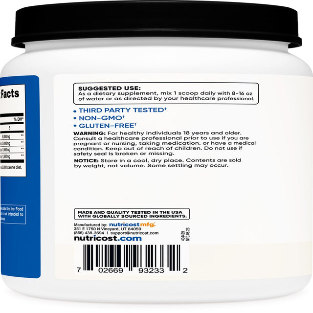 Nutricost BCAA Powder 2:1:1 (Unflavored) 150 Servings- Amino Acid Supplement