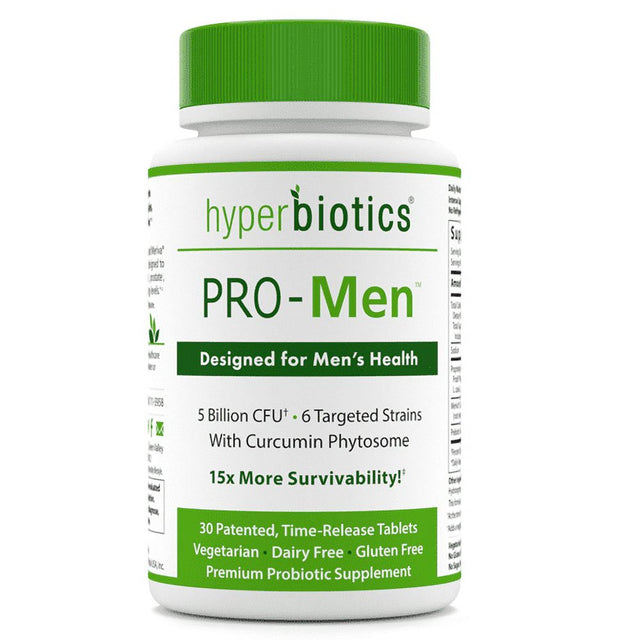 Hyperbiotics Pro-Men W/ 6 Targeted Strains & Curcumin Phytosome - Designed for Men'S Health - 30 Time Release Tablets