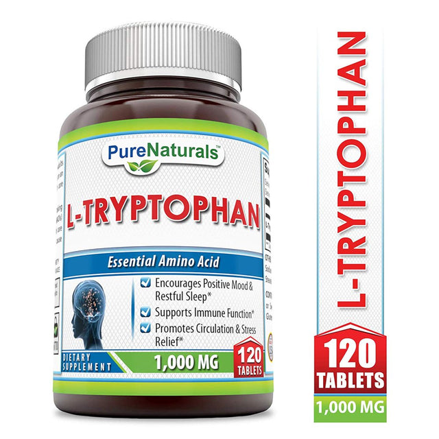 Pure Naturals L-Tryptophan Dietary Supplement - 1000 Mg, 120 Tablets- Natural Sleep Aid - Promotes Relaxation, Circulation & Immune Support