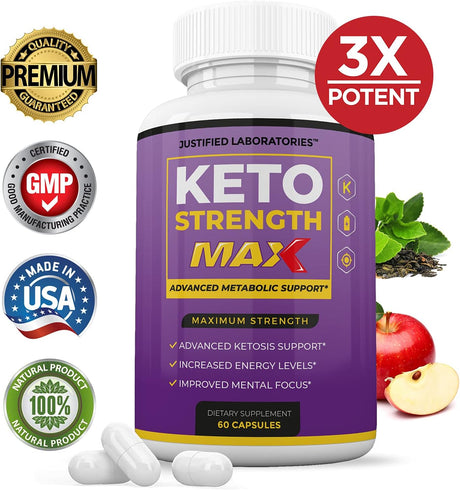 (2 Pack) Keto Strength Max 1200MG Pills Includes Apple Cider Vinegar Gobhb Strong Exogenous Ketones Advanced Ketogenic Supplement Ketosis Support for Men Women 120 Capsules