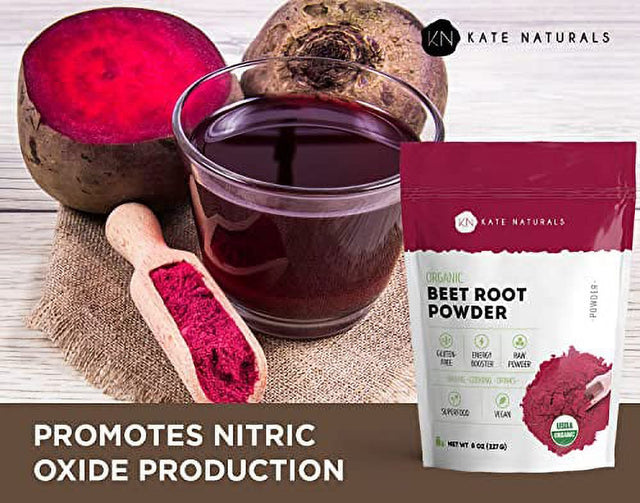 Kate Naturals Beet Root Powder for Baking & Smoothies (8 Oz) USDA Organic Beetroot Powder & Nitric Oxide Supplement for Increase Energy & Stamina Pre Workout. Gluten Free Organic Beet Powder