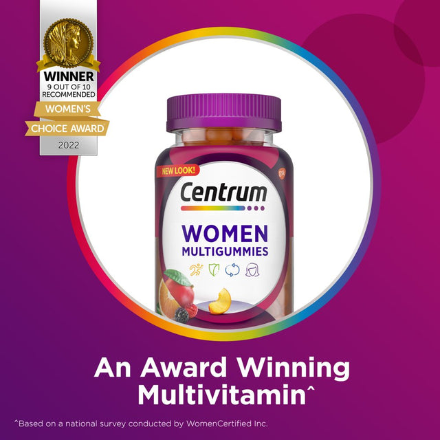 Centrum Multigummies Women'S Gummy Vitamins, Multivitamin Supplement, Assorted Fruit, 170 Count