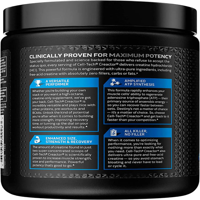 Creatine Powder | Muscletech Cell-Tech Creactor | Creatine Hcl Formula | Muscle Builder for Men & Women | Creatine Hcl + Free-Acid Creatine | Creatine Supplements | Blue Raspberry Blast, 120 Servings