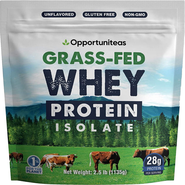 Opportuniteas Whey Protein Powder Grass Fed Whey Isolate Unflavored Protein Mix for Shakes and Baking 2.5 Lbs