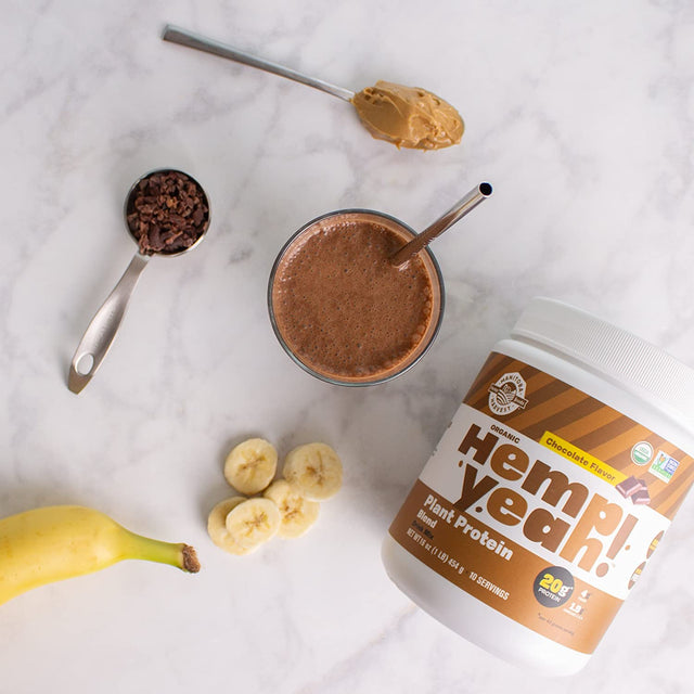 Manitoba Harvest Hemp Yeah! Organic Plant-Based Protein Powder with 20G of Complete Plant, 4G of Fiber & 1.9G Omegas 3&6, Non-Gmo, Vegan, Chocolate, 16 Oz