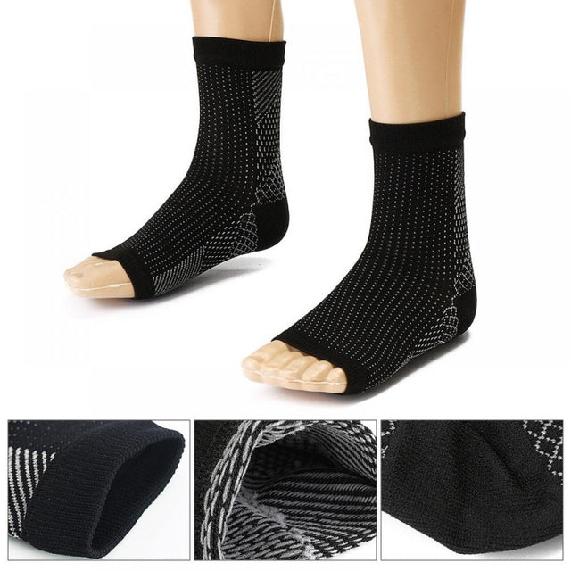 [Clearance!] Ankle Compression Sleeve - Open Toe Сompression Socks for Swelling, Plantar Fasciitis, Sprain, Neuropathy - Nano Brace for Women and Men