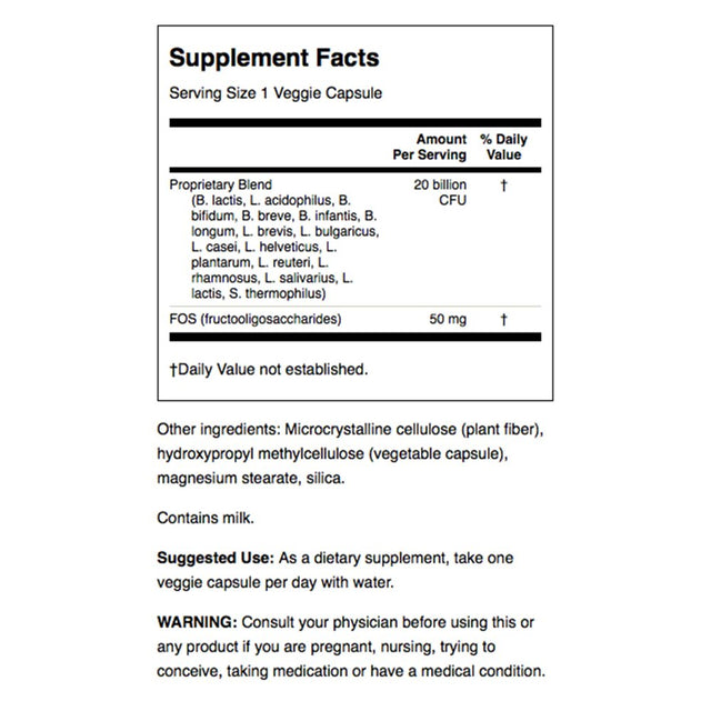 Swanson Probiotic for Digestive Health Vegetable Capsules, 20 Billion Cfu, 60 Count