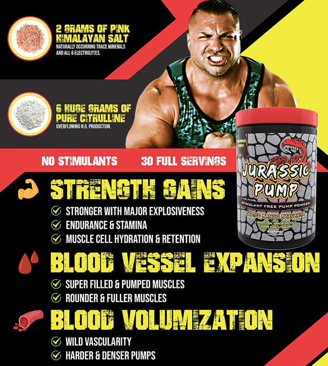 Muscle Pump Powder (Berry) - Non-Stimulant Preworkout, Nitric Oxide Booster - 6 Grams Citrulline, 2 Grams Pink Himalayan Salt, Agmatine, Beets, Pomegranate 30 Servings