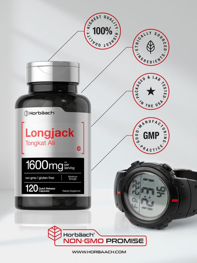 Longjack Tongkat Ali 1600Mg | 120 Capsules | Max Strength Formula | by Horbaach