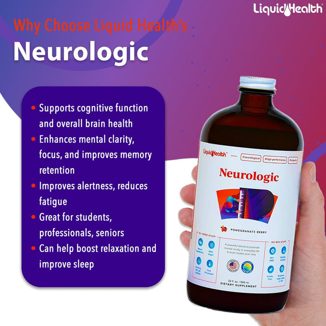 LIQUIDHEALTH Neurologic Brain Booster Supplement Nootropic Liquid Multivitamin, 32 Fl Oz