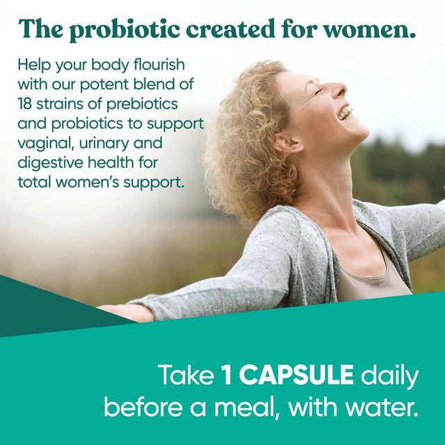 Flourish Probiotics + Prebiotics for Women – Gut and Digestion, Urinary Tract, Reduce Bloating, Vaginal Health – 18 Clinically Proven Strains, 14 Billion CFU – 30 Shelf-Stable Mini Vegan Capsules