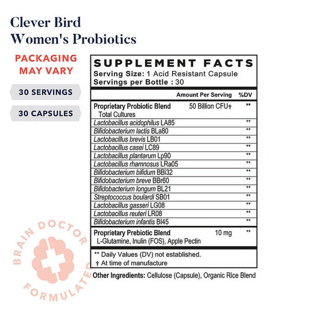 Best Nest Wellness Clever Bird Women'S Probiotics, 50 Billion CFU Once Daily, Immune Support, 30 Ct