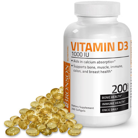 Bronson Vitamin D3 1000 IU, 200 Softgels