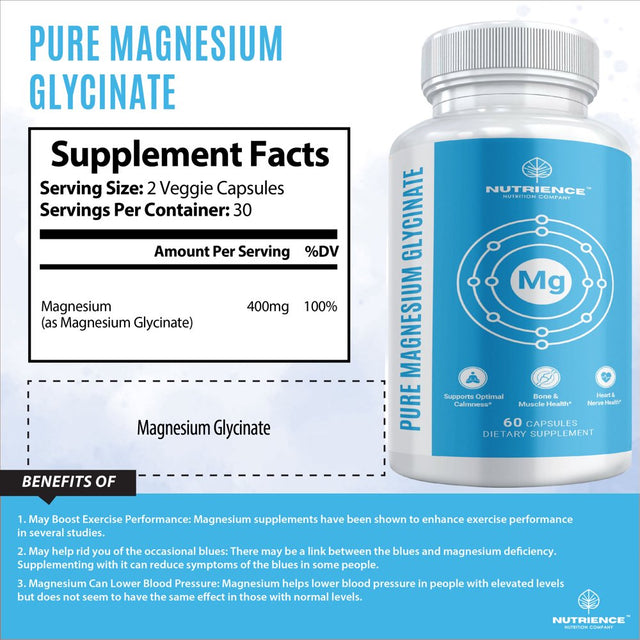 Magnesium Glycinate (400Mg) - Magnesium Pills for Women and Men for Improved Sleep Support, Stress Relief & Cramp Defense - 120 Capsules