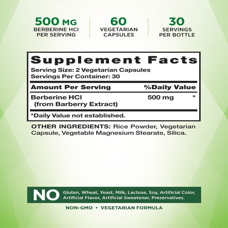 Nature'S Truth Berberine 500Mg | 60 Capsules | Vegetarian, Non-Gmo, & Gluten Free Supplement