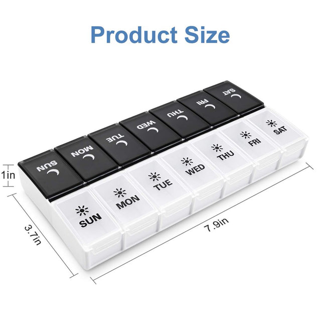 Pill Organizer, Weekly Large Pill Box 2 Times a Day, AM PM Pill Case, Day Night Pill Container with 14 Compartment, Medicine Organizer for Daily Vitamins & Fish Oil, Great for Travel