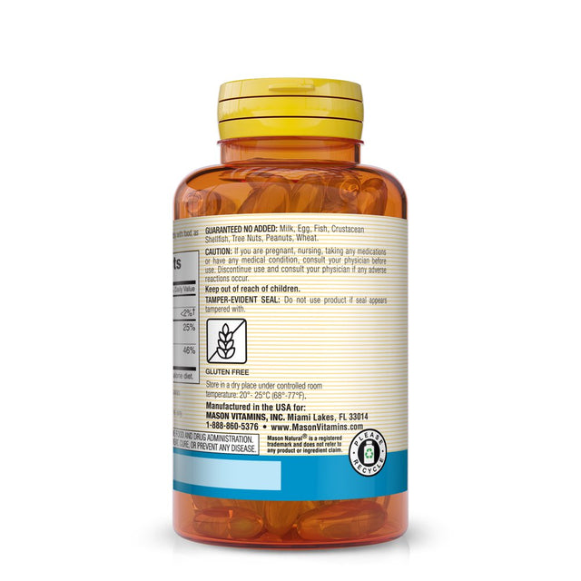 Mason Natural Fast Absorption Calcium with Vitamin D3 - Strengthens Muscle Function, Supports Healthy Bones and Overall Health, 60 Softgels