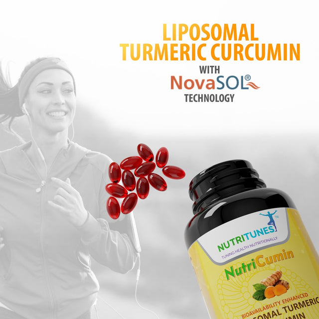 Nutritunes Nutricumin 1000Mg Liposomal Turmeric Curcumin with Novasol (60 Softgels) | for Joint Health - Non-Gmo, Gmp-Certified, and Allergen Free