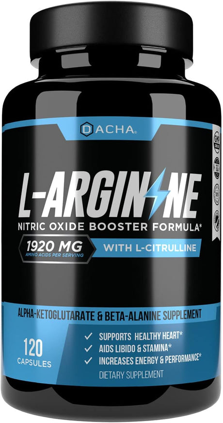 Premium L Arginine Pills 1920 MG - 120 VCAPS AAKG Nitric Oxide Precursor, L-Citrulline HCL, Beta Alanine, Essential Amino Acids for Energy, Muscle Growth, Heart Health, Vascularity & Stamina