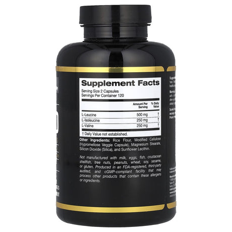 California Gold Nutrition Micronized BCAA, Branched Chain Amino Acids, 500 Mg, 240 Veggie Capsules (250 Mg per Capsule)