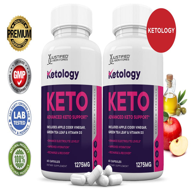 (2 Pack) Ketology Keto ACV Pills 1275Mg Dietary Supplement 120 Capsules