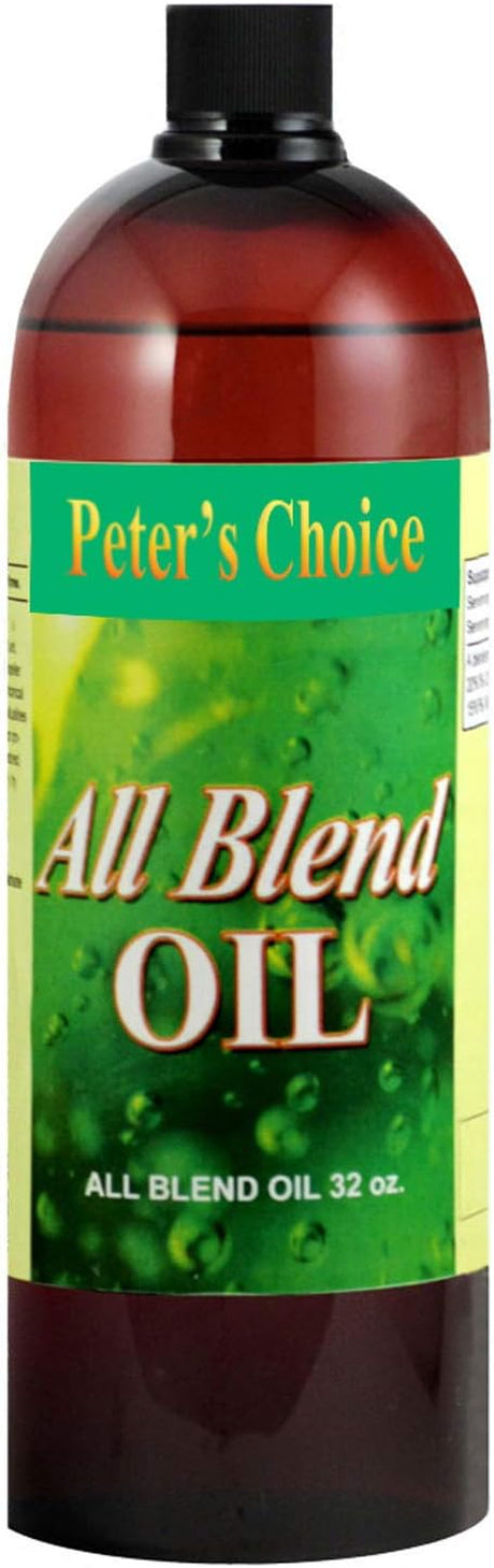 Peter'S Choice All Blend Oil 32Oz, Cold Expeller Pressed Blend of Organic Soybean, Organic Safflower, Walnut & Peanut Oils. Non GMO. No Artificial Colors, Flavors or Preservatives. Made in USA