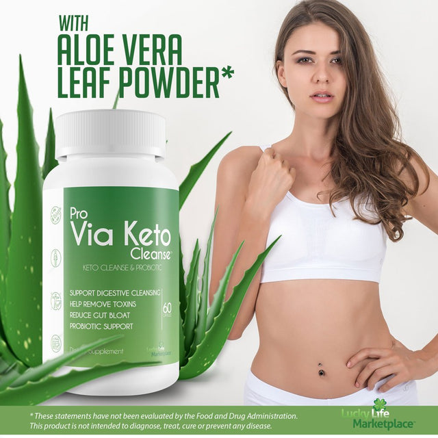 Pro via Keto Cleanse - Help Remove Toxins & Impurities - Plant-Based Natural Keto Cleanse with Probiotic Support - Support Digestive Cleansing & Reduced Gut Bloat - Aid Waste Removal & Detoxification