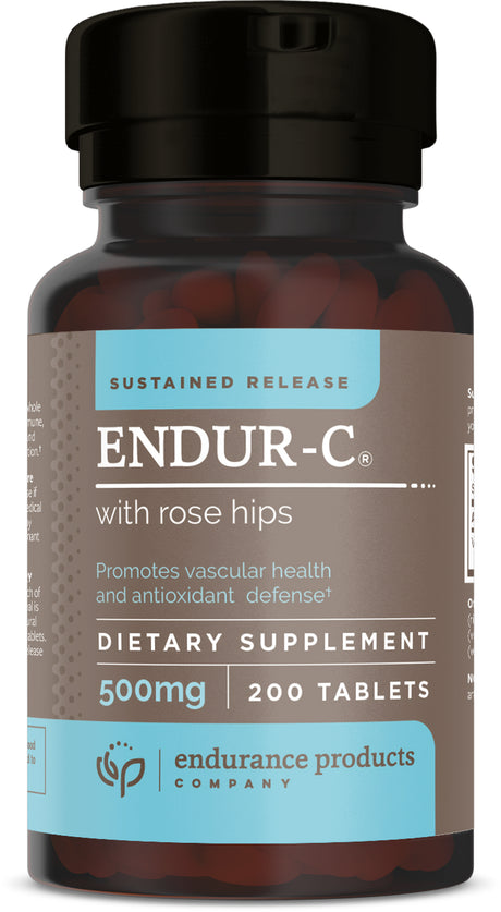 ENDUR-C - 500Mg Sustained-Release Vitamin C Supplement for Optimal Absorption* - 200 Tablets - Ascorbic Acid with Rose Hips - Endurance Products Company