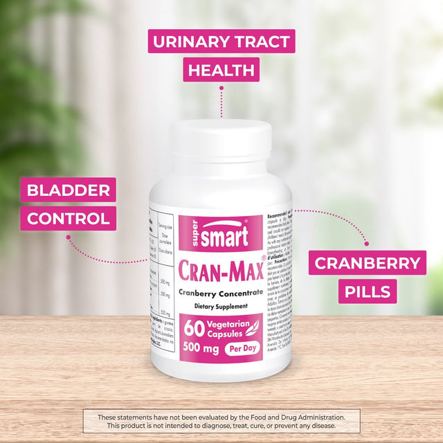 Supersmart - Cran-Max 500 Mg per Day - Cranberry Pills - Support Urinary Tract Health - Women & Men Supplement | Non-Gmo & Gluten Free - 60 Vegetarian Capsules