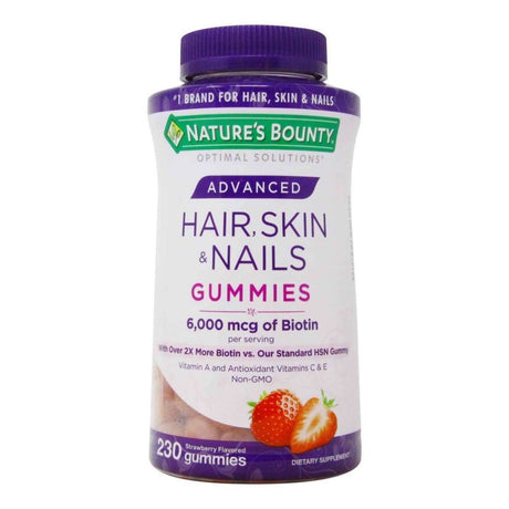 Nature'S Bounty Advanced Hair, Skin & Nails Strawberry 6,000Mcg Gummies, 230 Ct