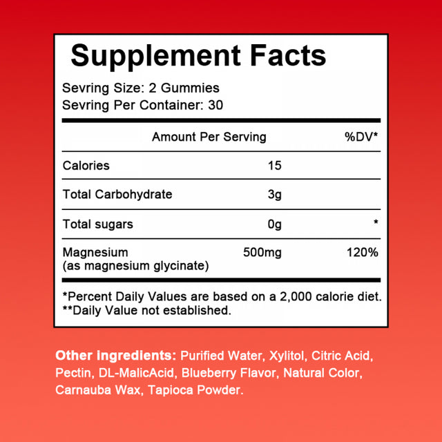 (2 Pack) Magnesium Glycinate Gummies 500Mg - Magnesium Supplement for Calm Mood, Stress Relief & Heart Health - Gluten Free & Vegan - 120 Gummies