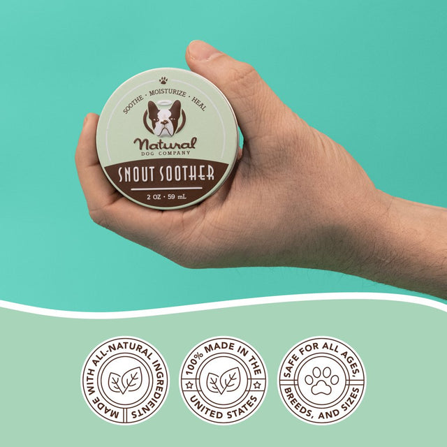 Natural Dog Company Snout Soother (2Oz Tin) Dog Nose Balm | Protects and Heals Chapped, Rough, Crusty, and Dry Noses | Vegan and Organic Skin Soother for All Dog Breeds and Sizes