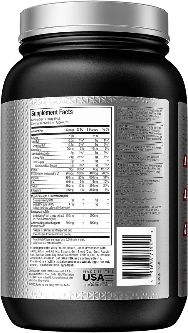 Whey Protein Isolate, Muscletech Nitro-Tech Elite Isolate, Whey Isolate Protein Powder for Muscle Gain, Protein Shakes for Men & Women, Muscle Builder, Belgian Chocolate, 2.2 Lbs (23 Servings)