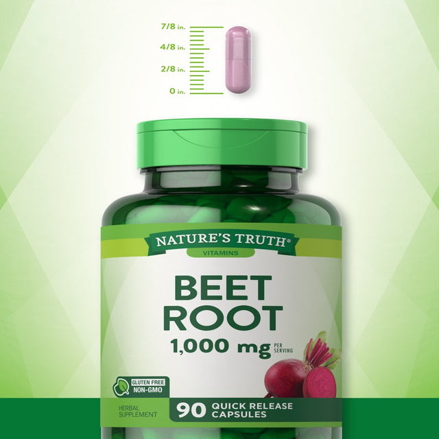 Beet Root Capsules | 1000Mg | 90 Pills | Herbal Extract | Gluten Free & Non-Gmo Supplement | by Nature'S Truth