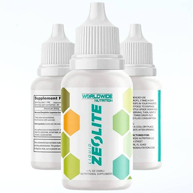 Worldwide Nutrition Liquid Zeolite Drops - Zeolite Detox Cleanse Your Immune System - Natural Energy and Gut Health Supplement - Promotes Ph Balance - 1 Fl Oz 60 Servings Bottle