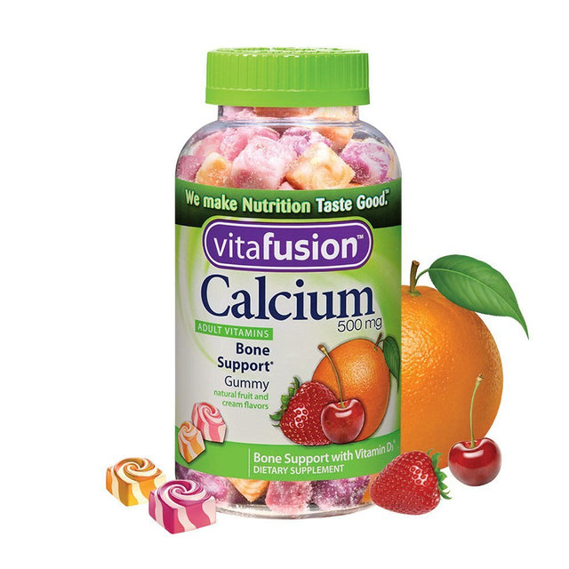 Vitafusion Calcium Gummy Vitamins Dietary Supplement, Fruit and Cream, 100 Ct (1 Pack)