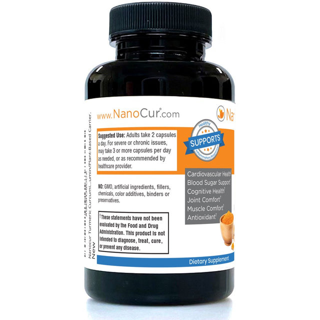 Nanocur Turmeric Curcumin - 90 Count - 100X More Active than Turmeric, 170% More Active than Curcumin + Black Pepper Extract. Joint Support, Relief, and Energy You’Ll Feel. Organic Curcumin