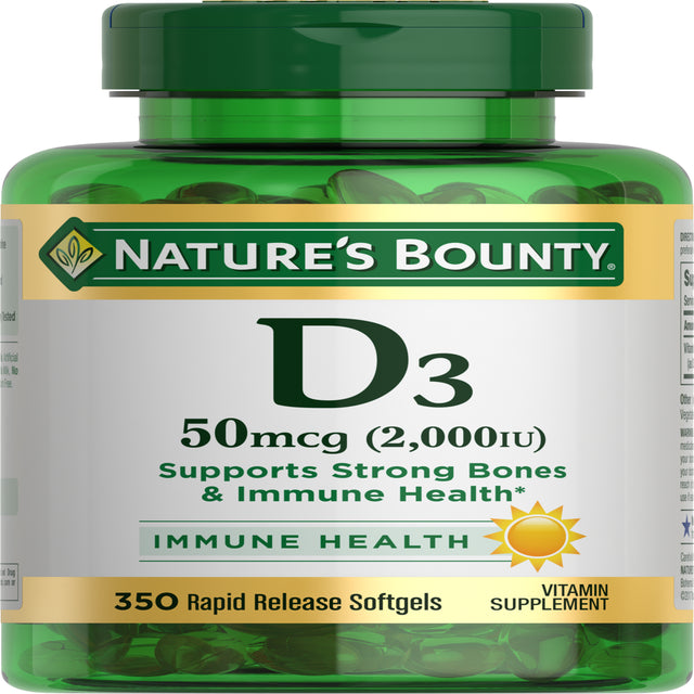 Nature’S Bounty Vitamin D3 2000 IU Softgels for Bone & Immune Support, 350 Ct