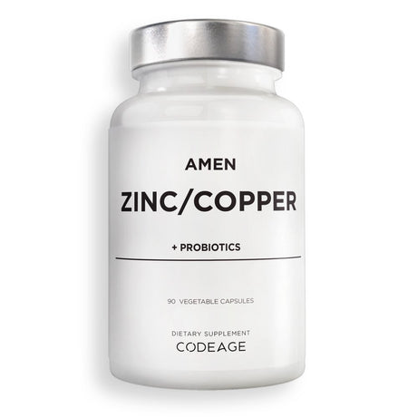 Amen Zinc & Copper, Probiotics 2 Billion CFU, 3-Month Supply, Zinc Picolinate, Vegan, Non-Gmo, 90 Ct