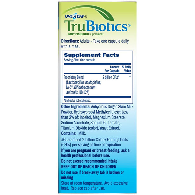 One a Day TRUBIOTICS, Daily Probiotic Supplement for Digestive and Immune Health*, Men and Women, 60-Capsule