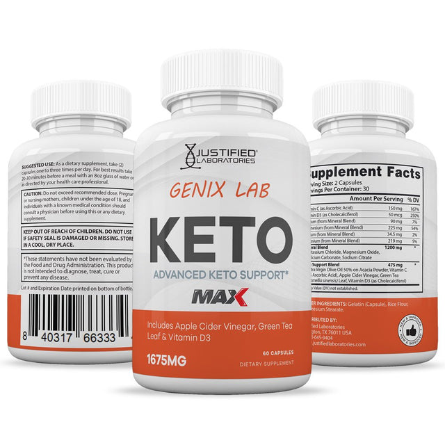 (10 Pack) Genix Lab Keto ACV MAX Pills 1675Mg Alternative to Gummies Dietary Supplement 600 Capsules