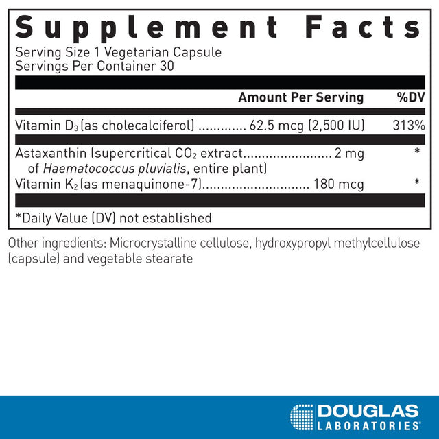 Douglas Laboratories K2-D3 with Astaxanthin | Antioxidant Support for Bones, Immune Function, and Vascular Health* | 30 Capsules