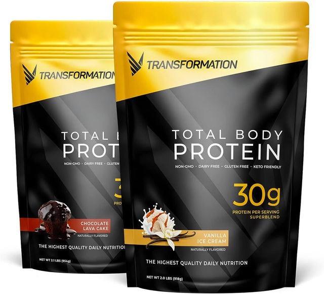 Transformation Chocolate & Vanilla Protein Powder | 30G Multi-Protein Superblend | Collagen Peptides, Egg White & Plant Blend | MCT Oil | BCAA Amino Acids | Probiotics & Enzymes | Low Carb Shake