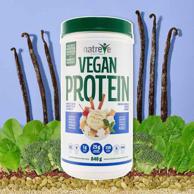 Natreve Vegan Protein Powder - Gluten Free Non-Gmo Whole Food Protein with Vegetables - 30Oz (French Vanilla Wafer Sundae)