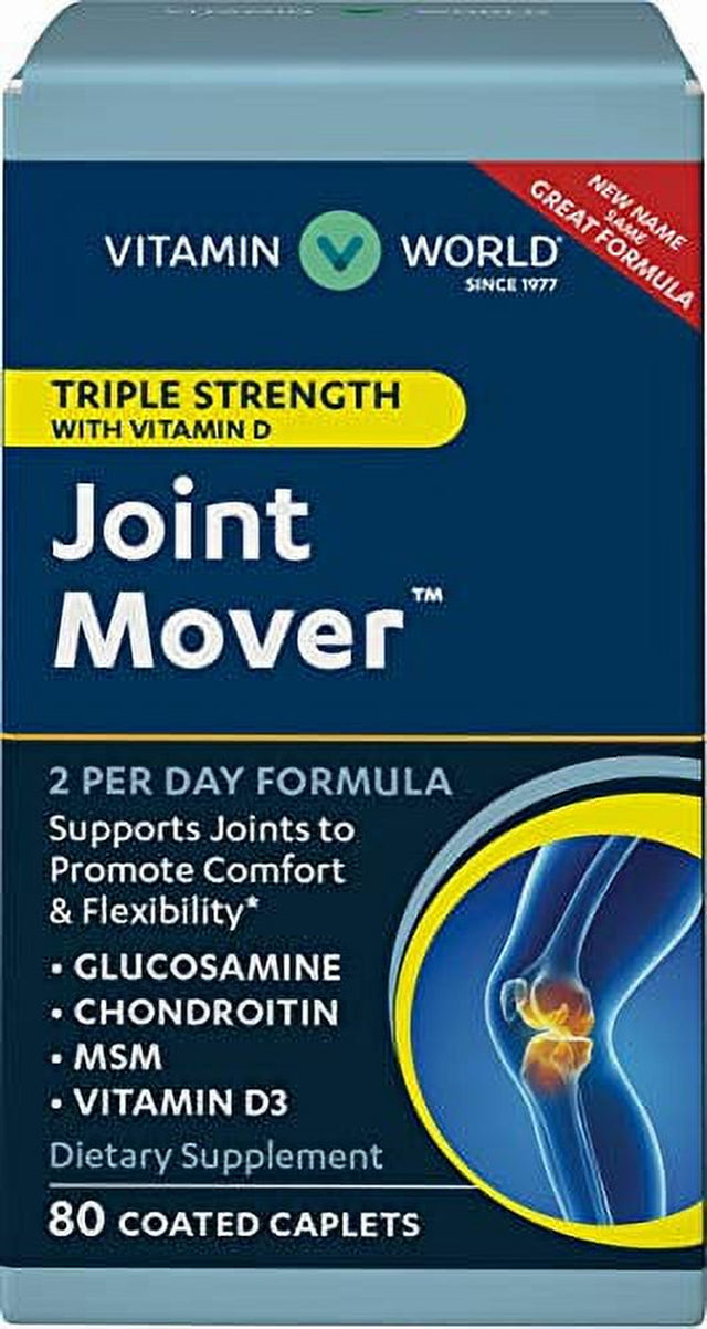 Vitamin World Triple Strength Joint Mover with Vitamin D 80 Caplets, Promotes Healthy Joints and Flexibility